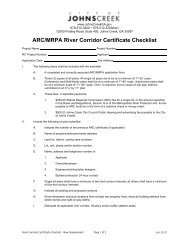 City of Johns Creek ARC/MRPA River Corridor Certificate Checklist