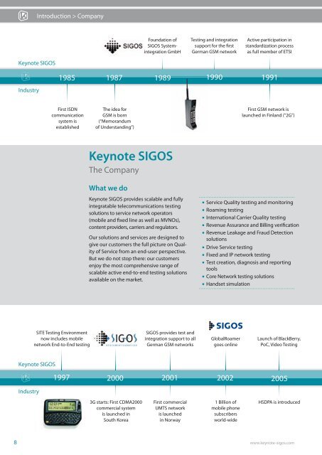 Keynote SIGOS Product Guide