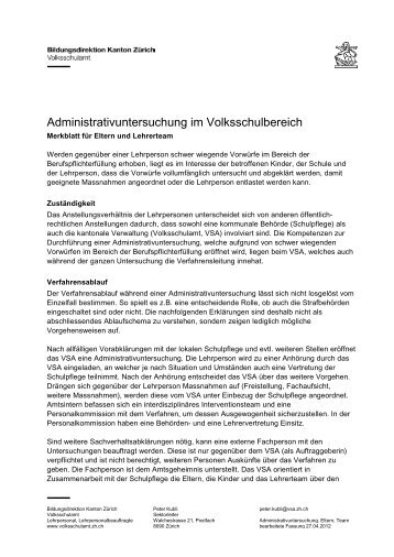 A4 hoch VSA - Volksschulamt - Kanton ZÃ¼rich