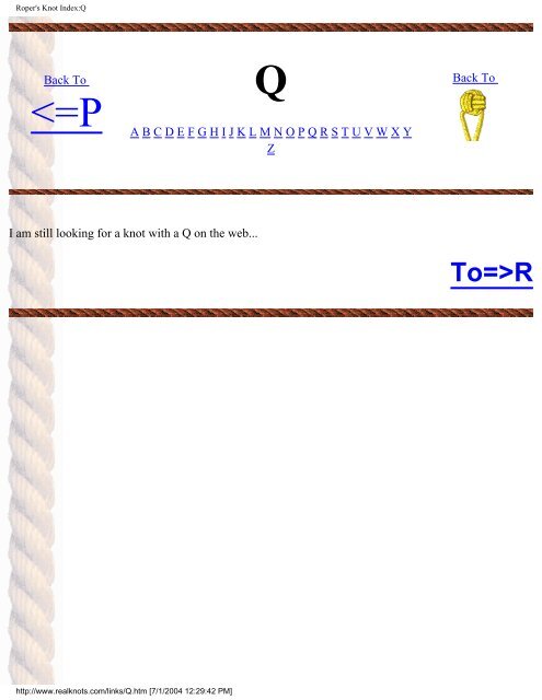 Real Knots - Pole Shift Survival Information