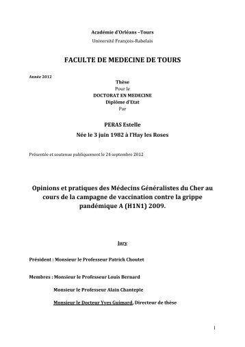 FACULTE DE MEDECINE DE TOURS - UniversitÃ© FranÃ§ois Rabelais