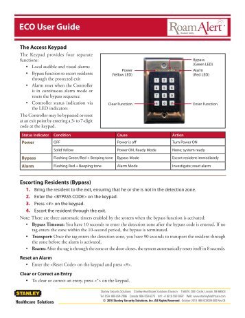 ECO User Guide - Stanley Healthcare Solutions