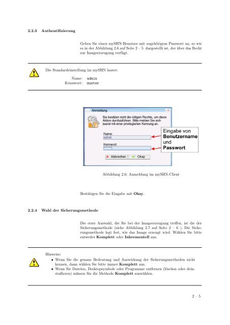 Kurzanleitung "mySHN Â® am Client" - SBE network solutions GmbH