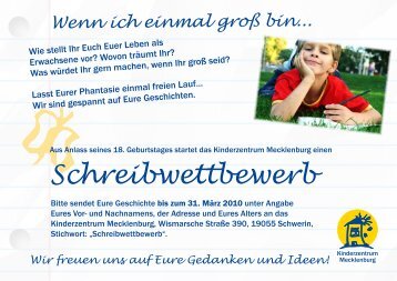 Schreibwettbewerb - Kinderzentrum Mecklenburg