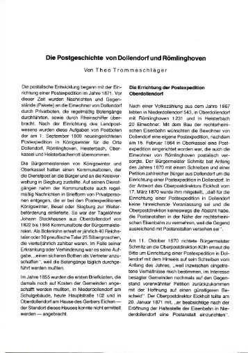 Die Postgeschichte von Dollendorf und RÃ¶mlinghoven - Das ...