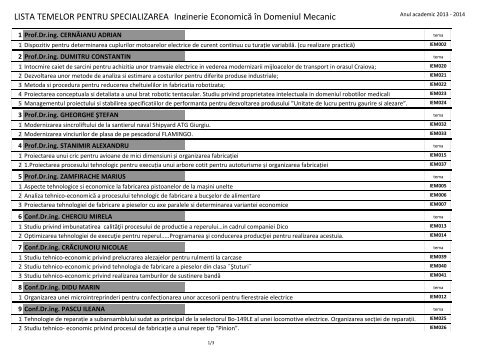 Inginerie EconomicÄƒ In Domeniul Mecanic Facultatea De Mecanica