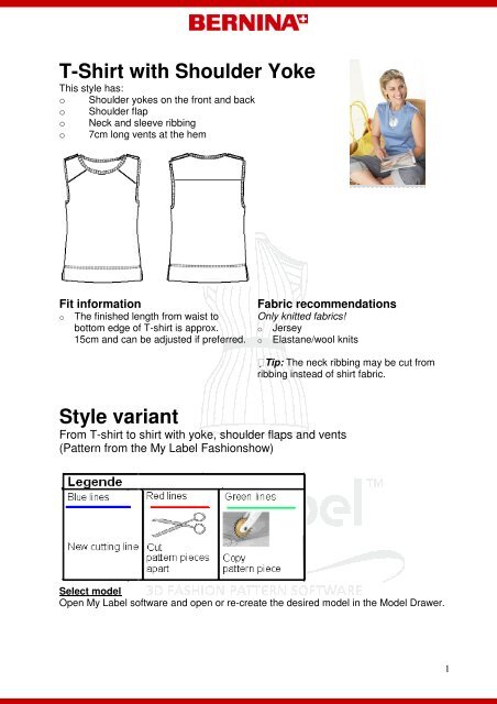 T-shirt with shoulder yoke - My Label 3D Fashion Pattern Software