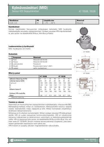 EsiteTuotetiedosto KylmÃ¤vesimittari (MID) - Armatec