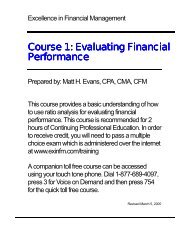 Course 1 - Excellence in Financial Management