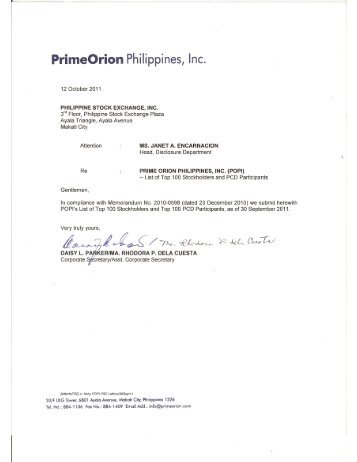 List of top 100 Stoc.. - Prime Orion Philippines, Inc.