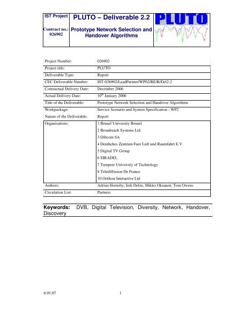 Deliverable 2.2 - the School of Engineering and Design - Brunel ...