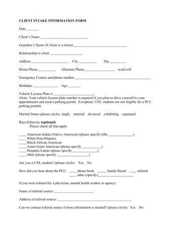 adolescent counseling for intake form FORM Psychology INTAKE Date INFORMATION CLIENT adolescent counseling for intake form FORM Psychology INTAKE Date INFORMATION CLIENT