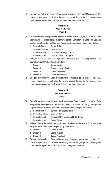 peraturan daerah kabupaten samosir nomor 2 tahun 2011