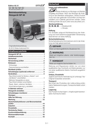 HeizgerÃ¤t GP40 (PDF) - Brink GmbH