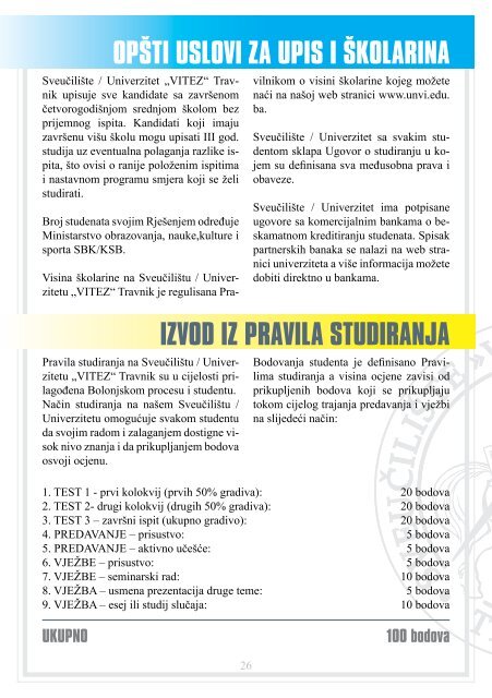 vodiÄ za upis studenata na prvi ciklus studija - "VITEZ" Travnik
