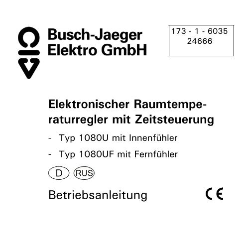 Elektronischer Raumtempe - Busch-Jaeger Elektro GmbH