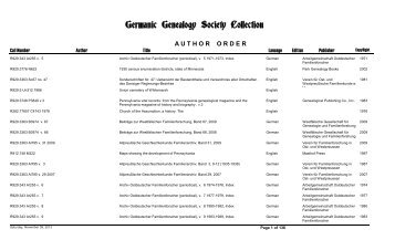 authororder - Germanic Genealogy Society