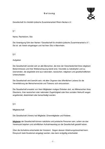 Satzung - Gesellschaft für Christlich-Jüdische Zusammenarbeit ...
