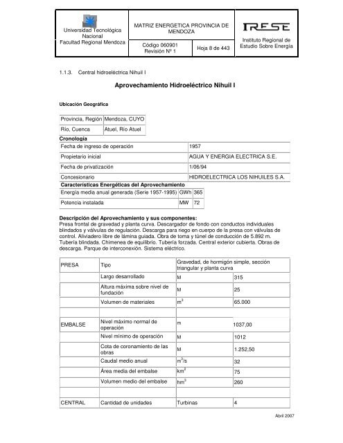 MATRIZ ENERGETICA INTEGRAL DE LA PROVINCIA DE MENDOZA