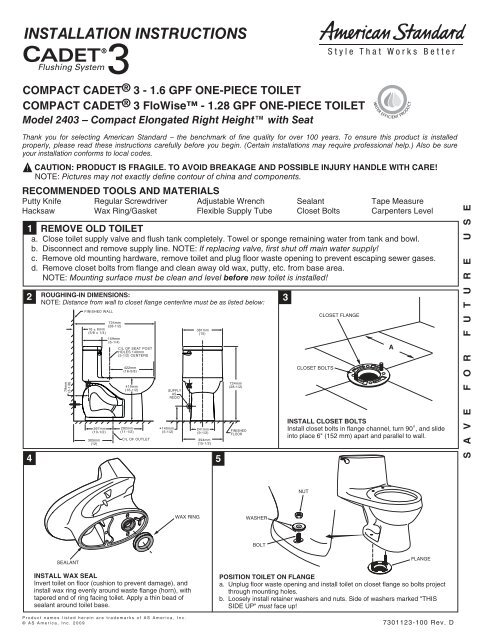 Installation Instructions American, American Standard Cadet Bathtub Installation Instructions