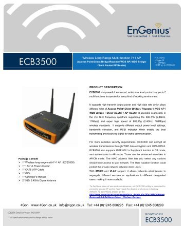 Engenius ECB-3500 Datasheet (PDF) - 4Gon