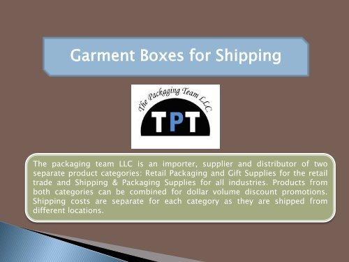 Garment Boxes for Shipping
