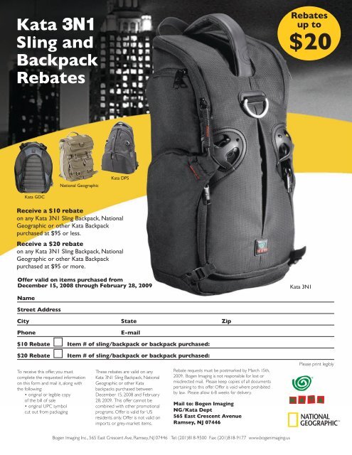 Kata & National Geographic Sling and Backpack Rebates