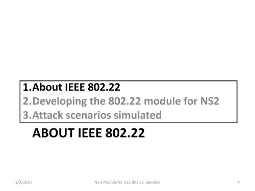 ns-2 module for ieee 802.22 standard