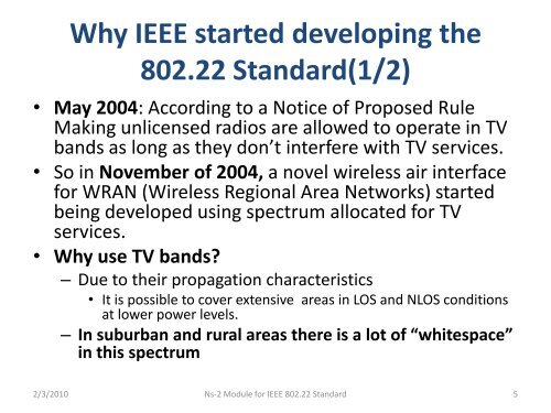 ns-2 module for ieee 802.22 standard