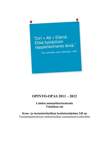 OPINTO-OPAS 2011 â 2012 - Lahden ammattikorkeakoulu