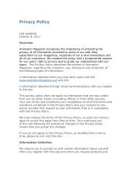 Privacy Policy - Animation Magazine