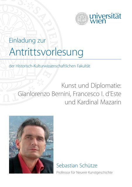 Einladung zur Antrittsvorlesung von Sebastian SchÃ¼tze - UniversitÃ¤t ...