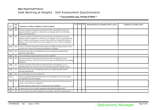 Self Assessment Questionnaire Safe Working at Height ... - MIRMgate