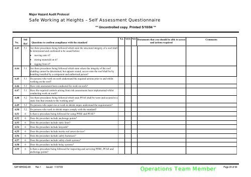 Self Assessment Questionnaire Safe Working at Height ... - MIRMgate