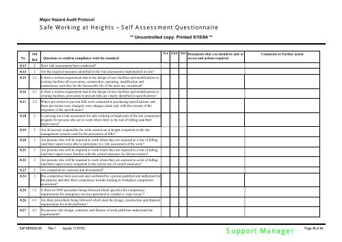 Self Assessment Questionnaire Safe Working at Height ... - MIRMgate