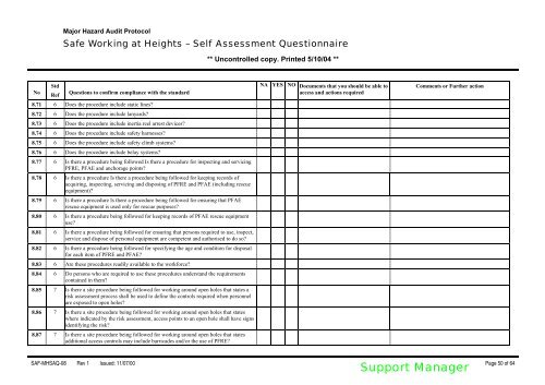 Self Assessment Questionnaire Safe Working at Height ... - MIRMgate