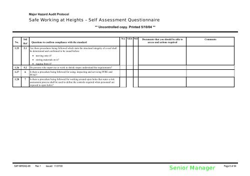 Self Assessment Questionnaire Safe Working at Height ... - MIRMgate