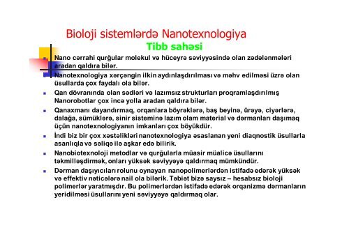 Nanobiotexnologiya XXI Ésrin texnologiyas srin texnologiyasÄ±