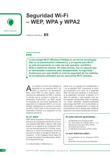 Seguridad Wi-Fi Ã¢Â€Â“ WEP, WPA y WPA2 - Herve Schauer Consultants