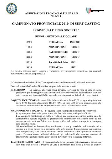 Regolamento Campionato Provinciale SurfCasting - FIPSAS Napoli