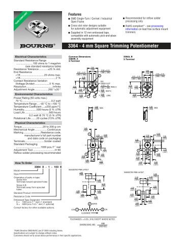 3364 - 4 mm Square Trimming Potentiometer - SM Elektronik