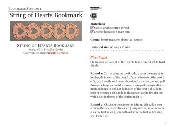 String of Hearts Bookmark - Priscilla's Crochet