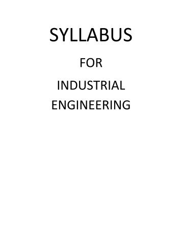 Syllabus Industrial Engineering - Singhania University