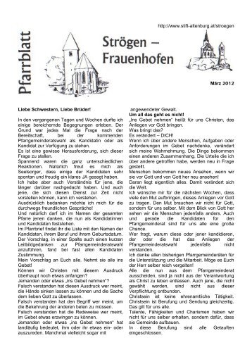 Pfarrbrief MÃ¤rz - Stift Altenburg