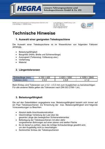 Technische Informationen - Hegra Linear GmbH