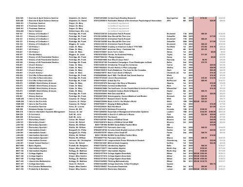 Clearwater Christian College Fall 2012 Textbook List