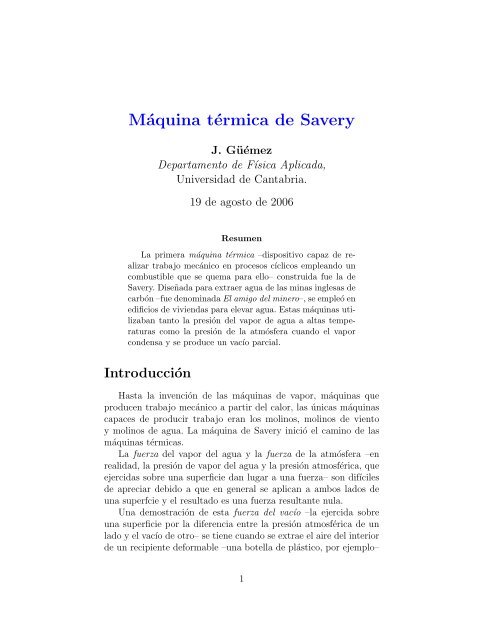 MÃ¡quina de Savery (pdf) - Universidad Cantabria