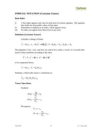 INDICIAL NOTATION (Cartesian Tensor)