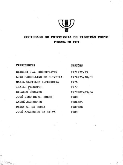 1989 - Sociedade Brasileira de Psicologia