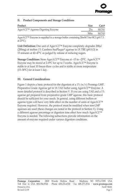 AgarACEâ¢ Agarose-Digesting Enzyme